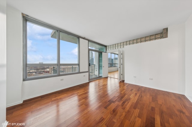 spare room featuring plenty of natural light and wood-type flooring