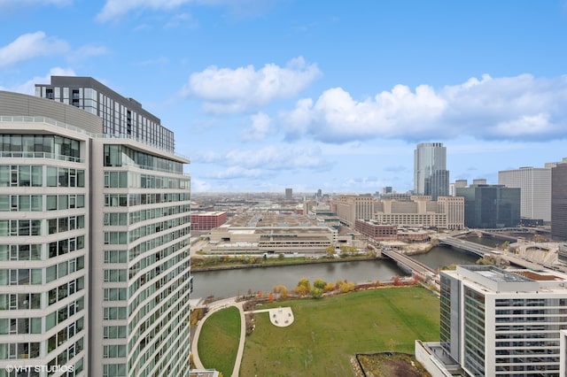 property's view of city with a water view