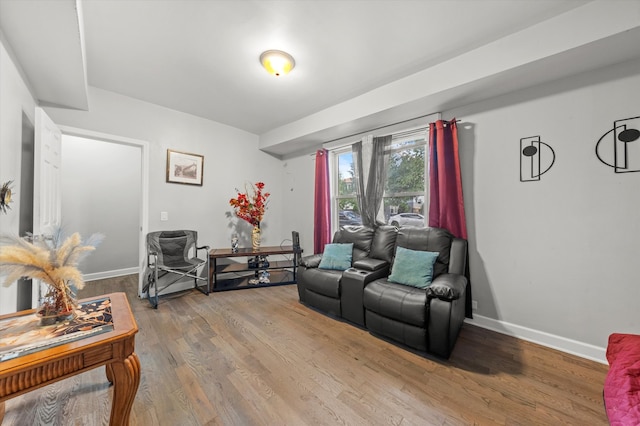 living room with hardwood / wood-style flooring