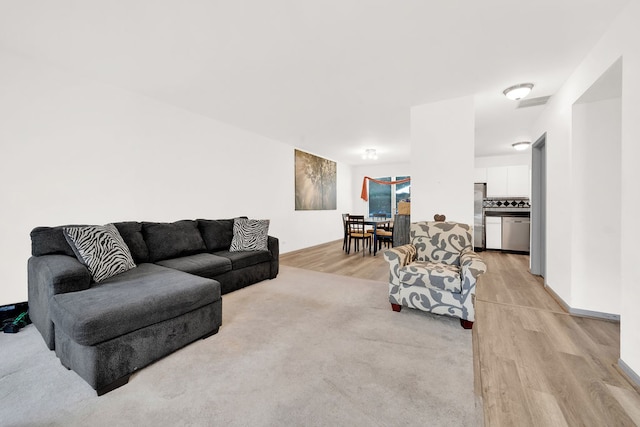 living room featuring light hardwood / wood-style flooring