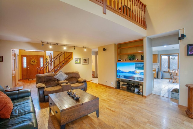 living room featuring light hardwood / wood-style flooring