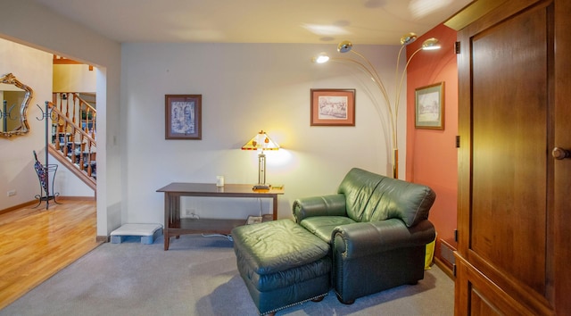 sitting room featuring light wood-type flooring