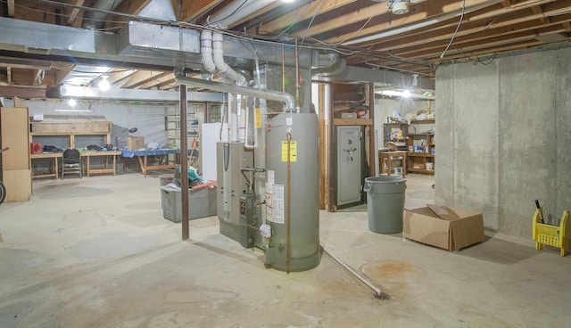 basement with water heater