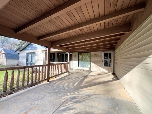 view of patio featuring a porch