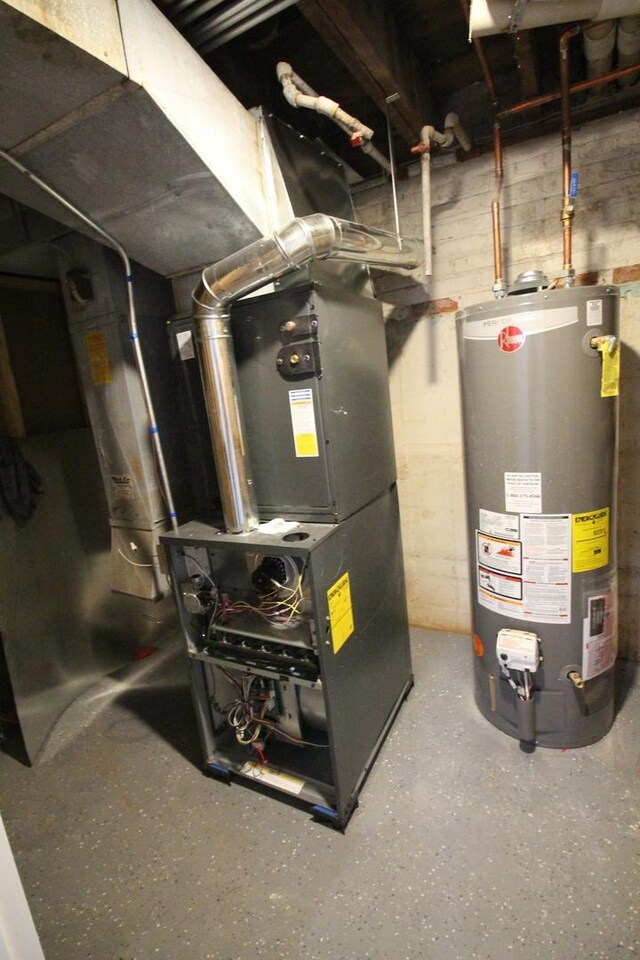 utilities with heating unit and water heater