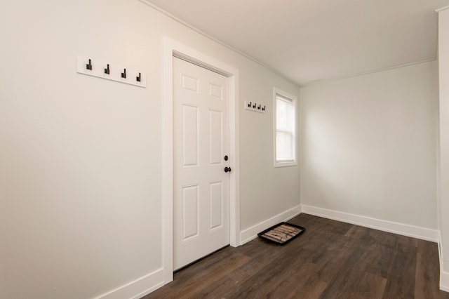 doorway to outside featuring dark hardwood / wood-style flooring