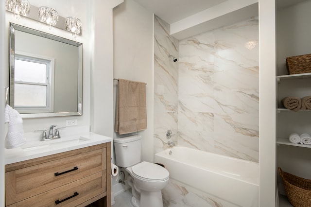 full bathroom featuring vanity, toilet, and shower / tub combination