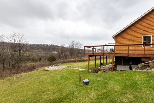 view of yard with a deck