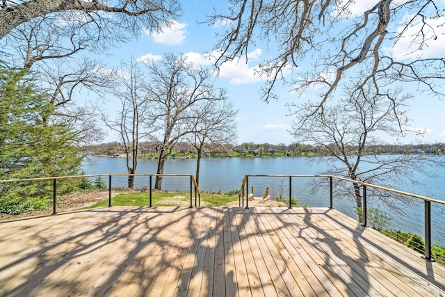 deck with a water view