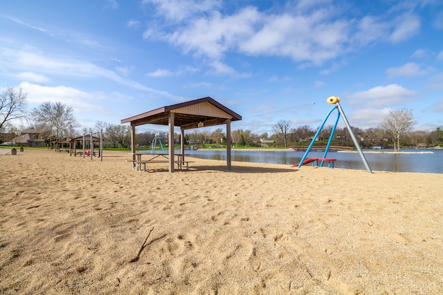 view of community featuring a water view