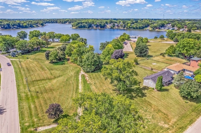 aerial view featuring a rural view and a water view