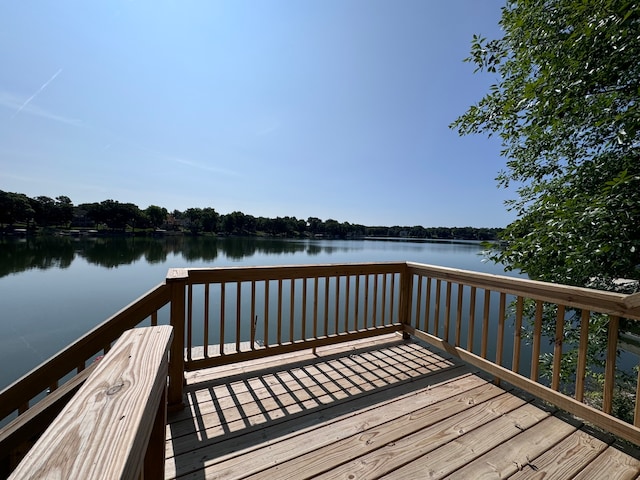 dock area featuring a deck with water view