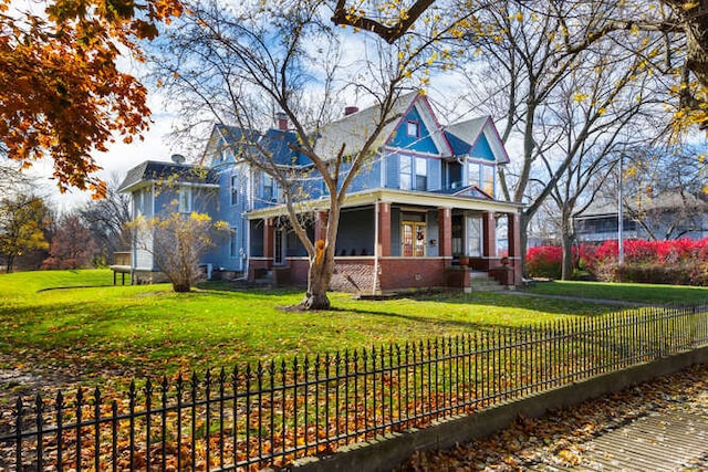 victorian-style house featuring a front lawn