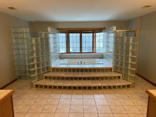 18502 River Rd, Hazel Crest, IL 60429 - bathroom with a bath, tile patterned flooring, a walk in shower, and vanity