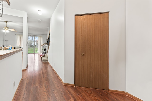 hall with dark hardwood / wood-style floors