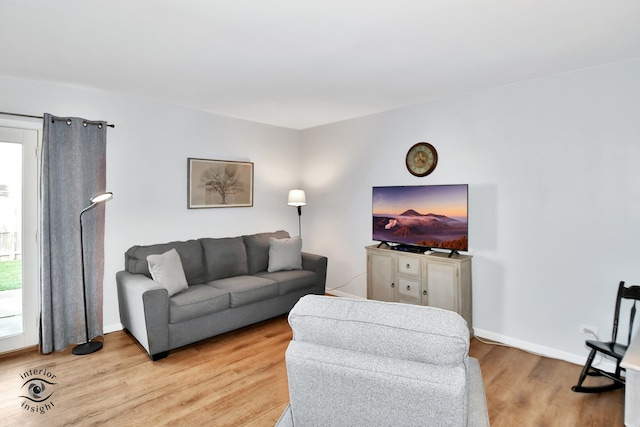 living room with light wood-type flooring