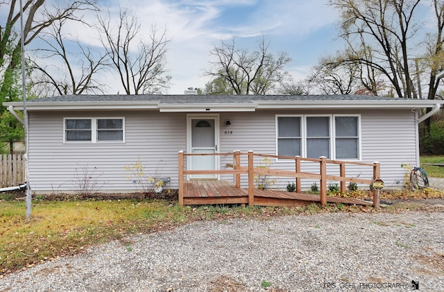 view of front of property with a deck