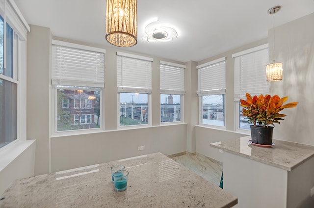 dining area with a notable chandelier