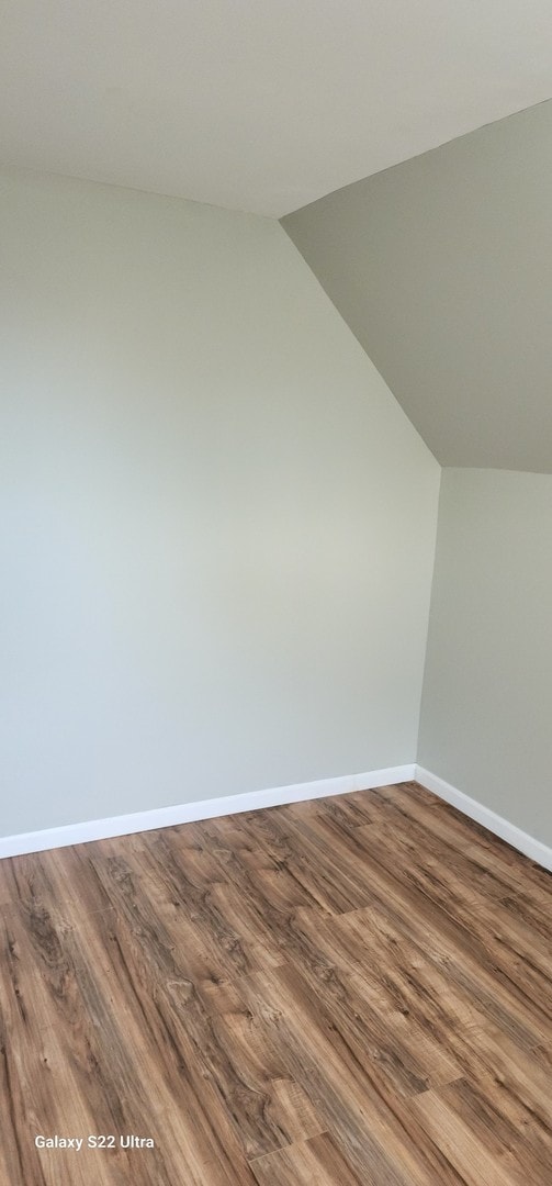 bonus room with hardwood / wood-style flooring and lofted ceiling