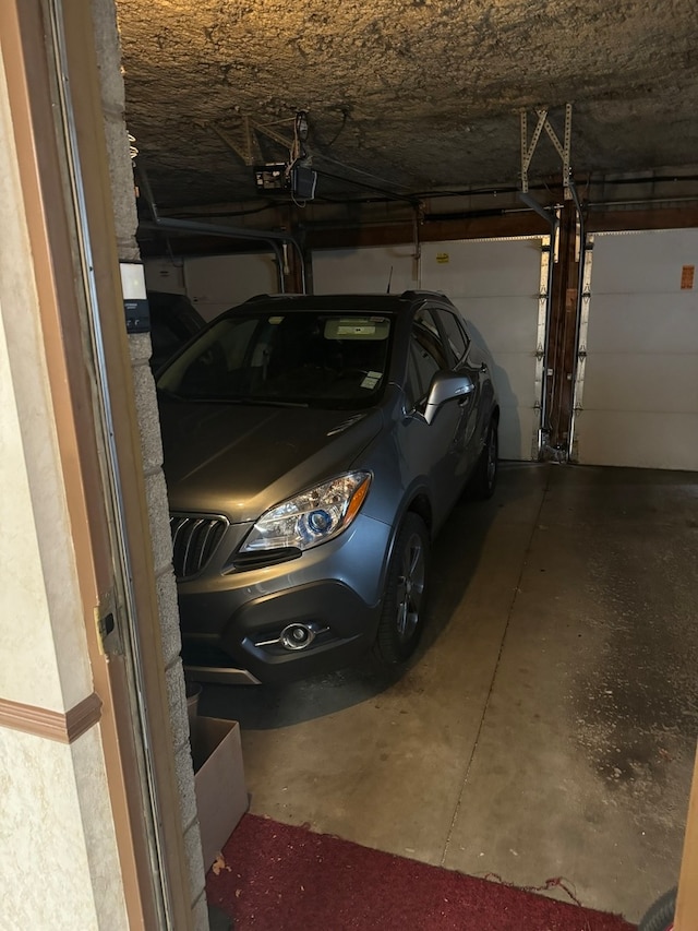 garage with a garage door opener