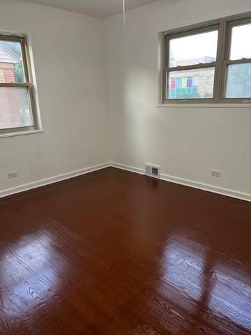 unfurnished room featuring dark hardwood / wood-style flooring and a healthy amount of sunlight