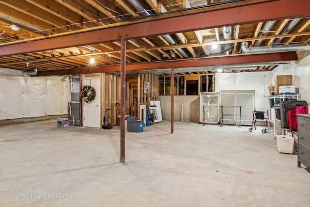 basement with heating unit