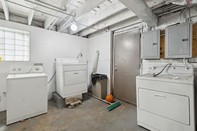 laundry room featuring independent washer and dryer and electric panel