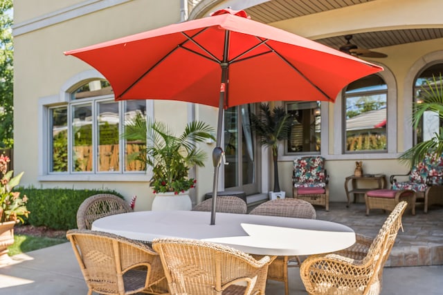 view of patio / terrace with ceiling fan