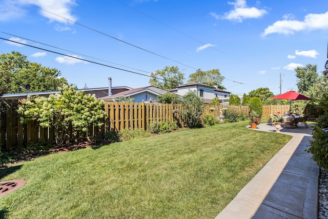 view of yard with a patio area