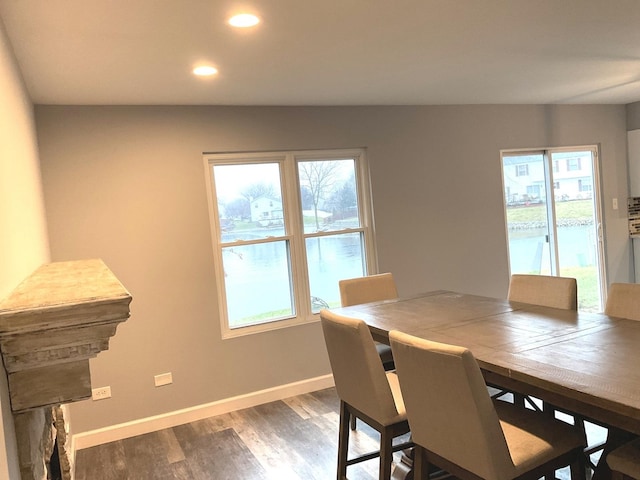 dining area featuring dark hardwood / wood-style floors and a wealth of natural light