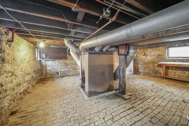 basement with heating unit