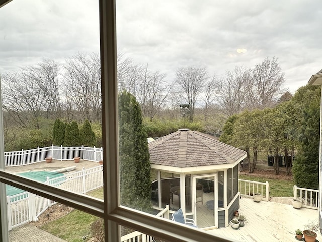 view of swimming pool featuring a gazebo