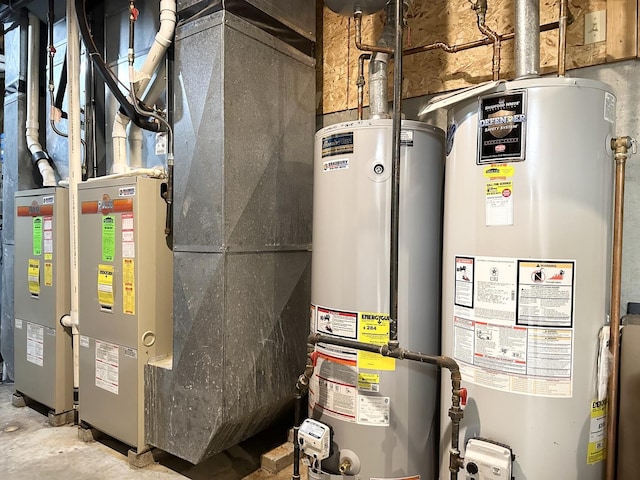 utility room with water heater