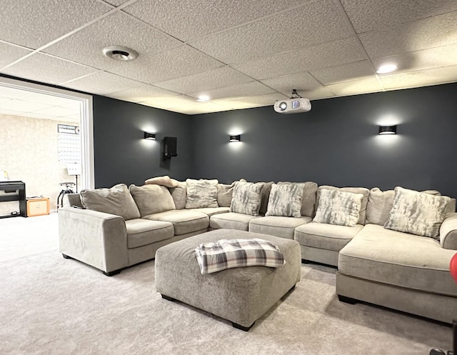 home theater room with carpet