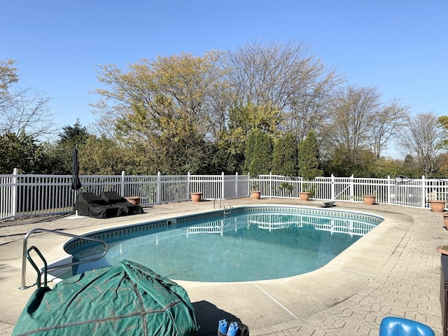 view of swimming pool with a patio area