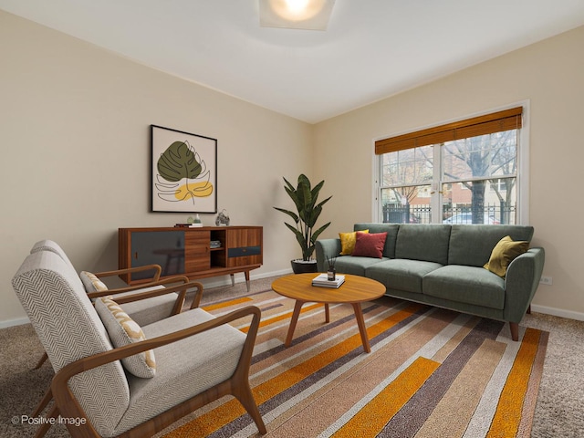 living room with carpet floors