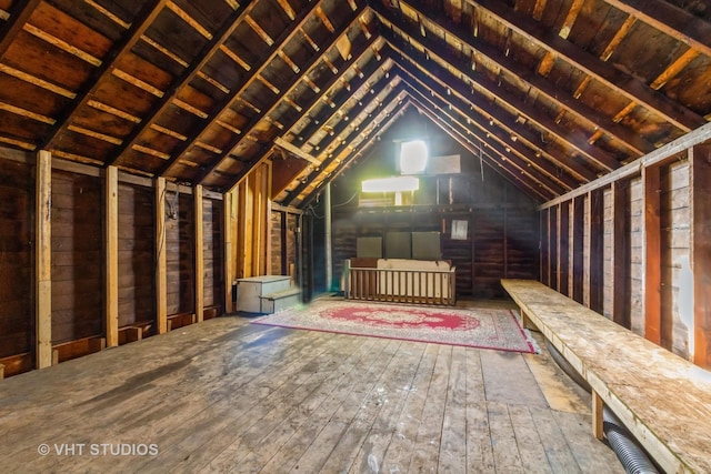 view of unfinished attic