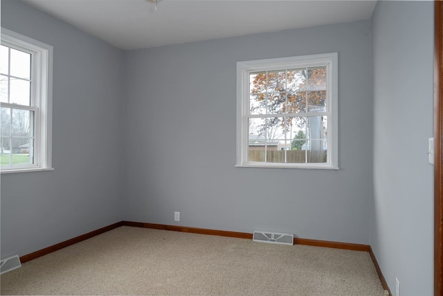 carpeted spare room with plenty of natural light