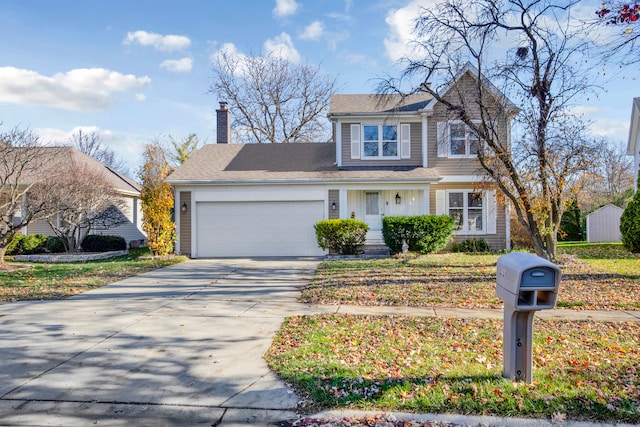 view of front property with a garage