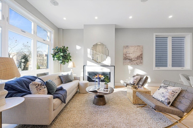 living room featuring light hardwood / wood-style floors