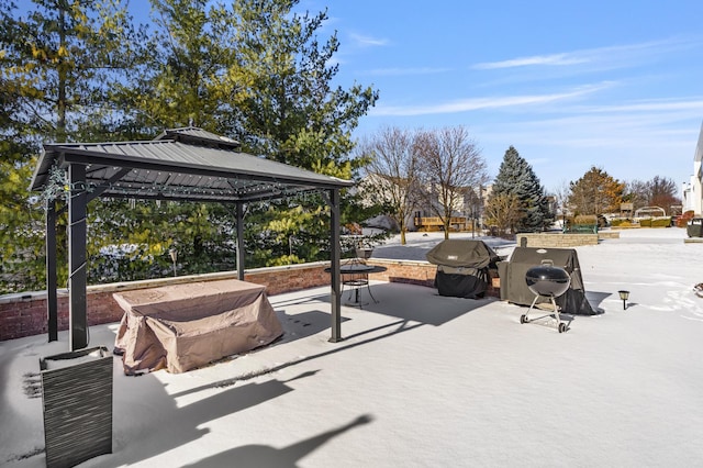 view of patio featuring a gazebo and grilling area