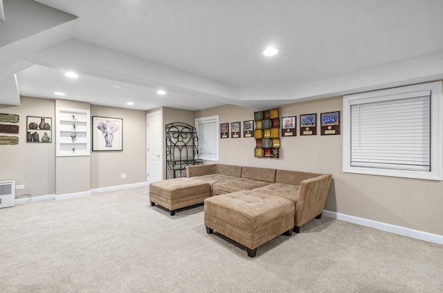 living room featuring carpet