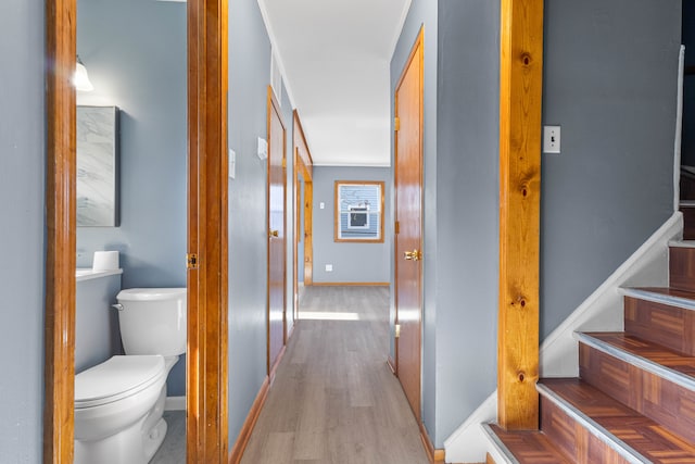 hallway with light wood-type flooring