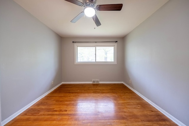 615 W Union St, Champaign, IL 61820 - unfurnished room featuring baseboards, visible vents, a ceiling fan, and wood finished floors