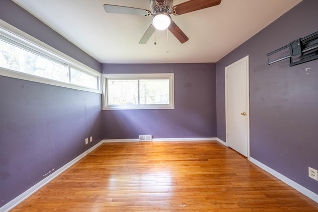 615 W Union St, Champaign, IL 61820 - spare room with baseboards, light wood-style flooring, visible vents, and a ceiling fan