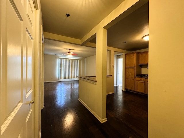 hall with dark hardwood / wood-style flooring