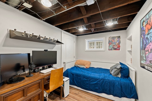 bedroom with light hardwood / wood-style floors