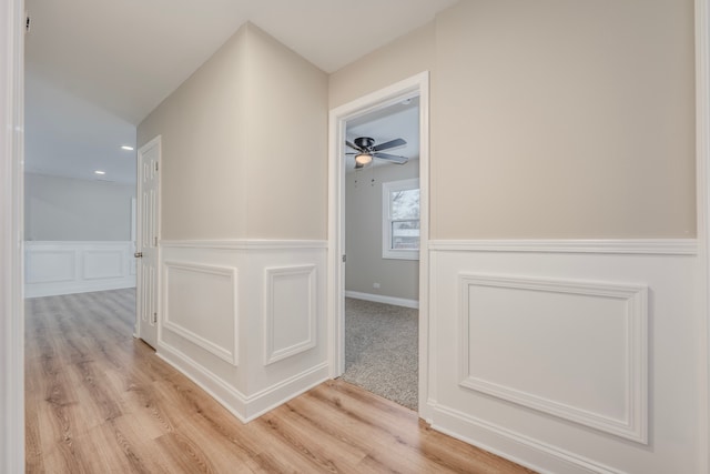 hall featuring light wood-type flooring