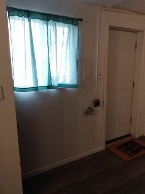 foyer entrance with dark wood-type flooring