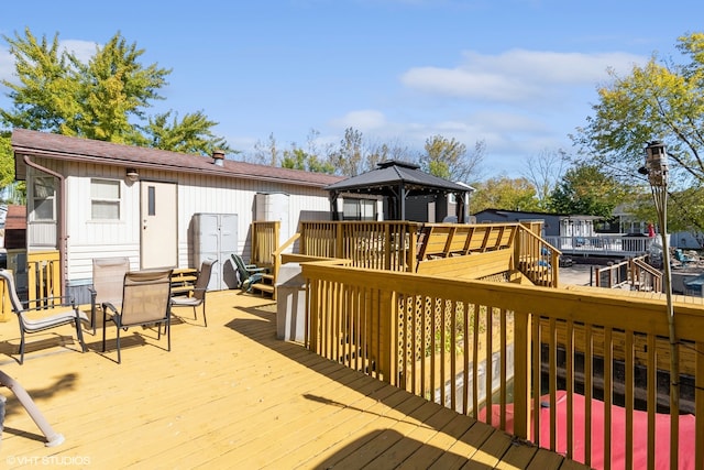 deck featuring a gazebo